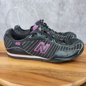 New Balance 442 Running Shoes Womens‎ 7 Black Purple Sneakers Trainers WL442GGP